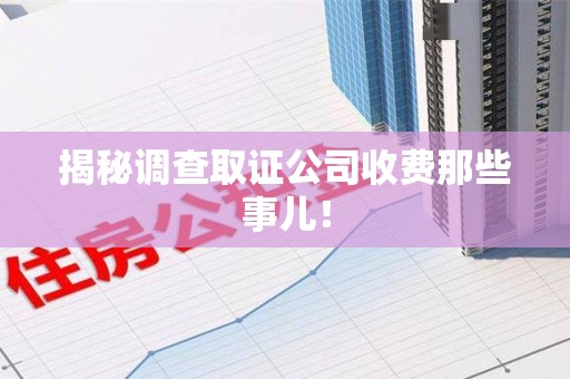 永安揭秘调查取证公司收费那些事儿！