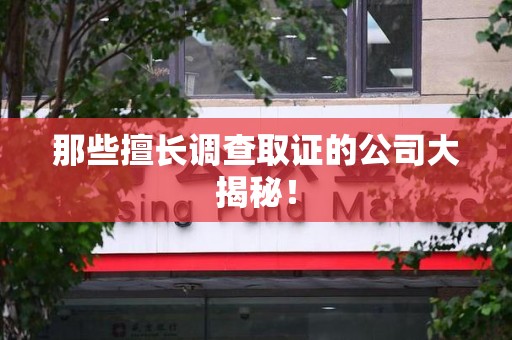 永安那些擅长调查取证的公司大揭秘！