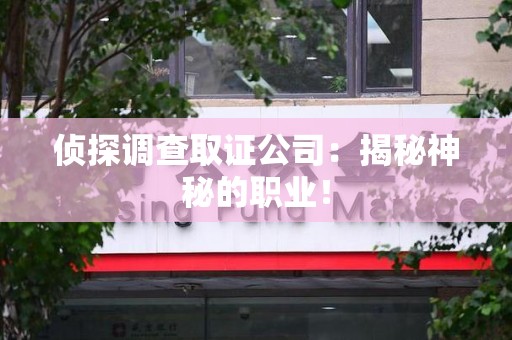 永安侦探调查取证公司：揭秘神秘的职业！