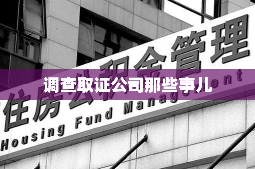 永安调查取证公司那些事儿