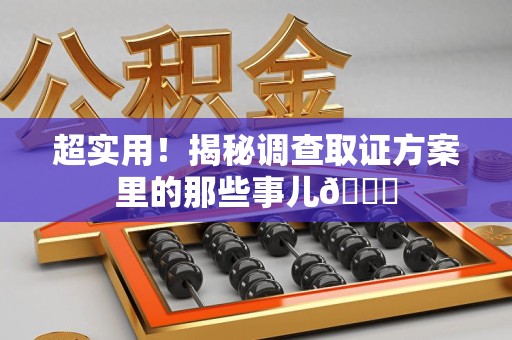 永安超实用！揭秘调查取证方案里的那些事儿😎