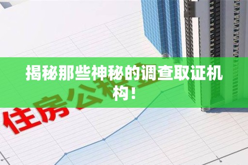 永安揭秘那些神秘的调查取证机构！