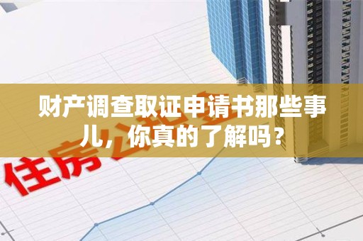 永安财产调查取证申请书那些事儿，你真的了解吗？