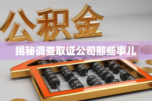 永安揭秘调查取证公司那些事儿