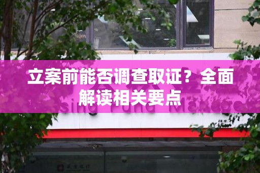 永安立案前能否调查取证？全面解读相关要点