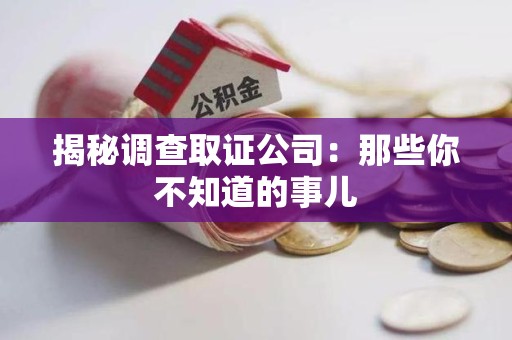 永安揭秘调查取证公司：那些你不知道的事儿
