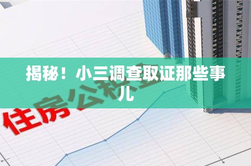 永安揭秘！小三调查取证那些事儿