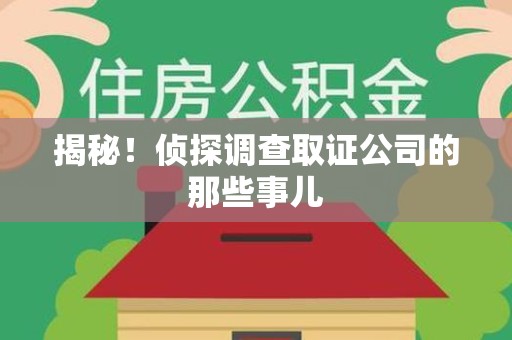 永安揭秘！侦探调查取证公司的那些事儿
