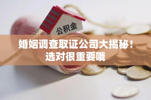 永安婚姻调查取证公司大揭秘！选对很重要哦