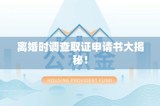 永安离婚时调查取证申请书大揭秘！